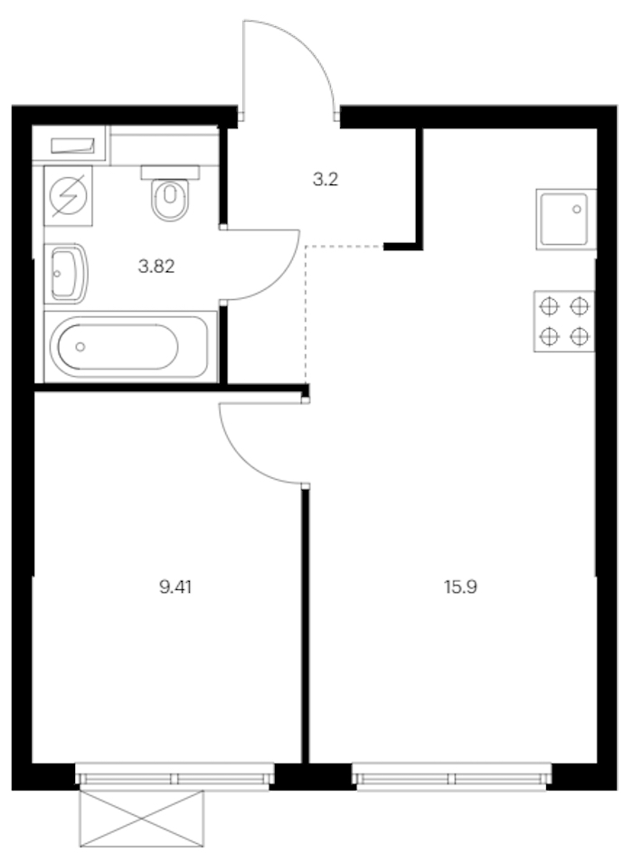 1-комнатная квартира 32.33 м², 7/12 эт., ЖК «Таллинский парк»